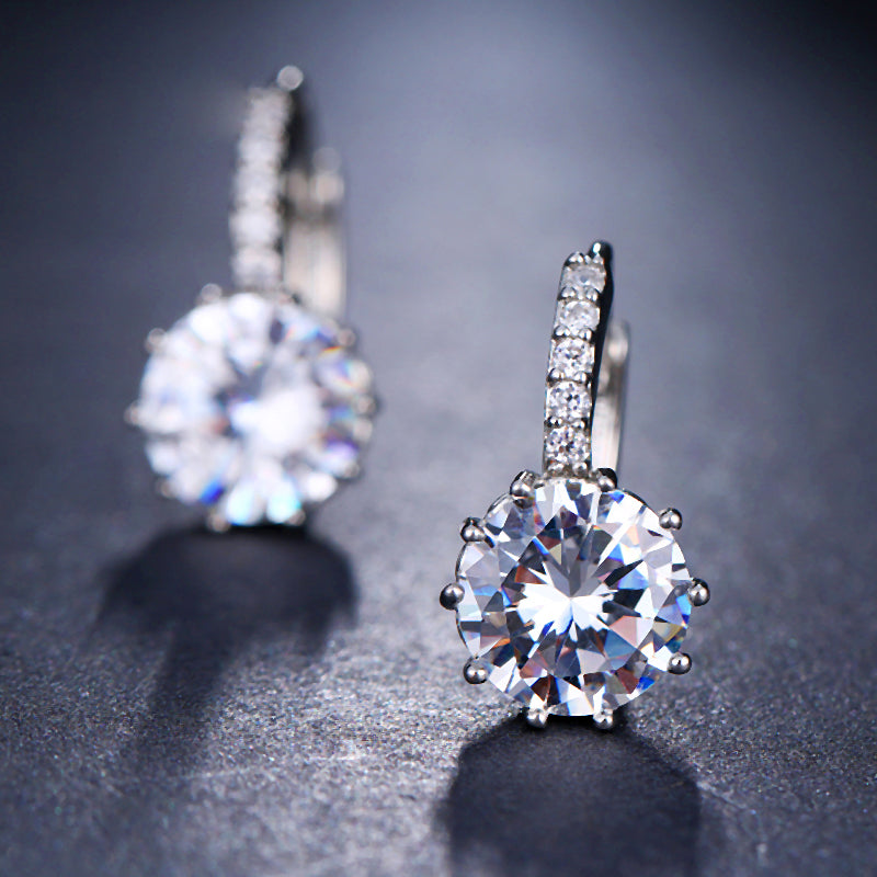 Silver Hoops Crystal Earrings