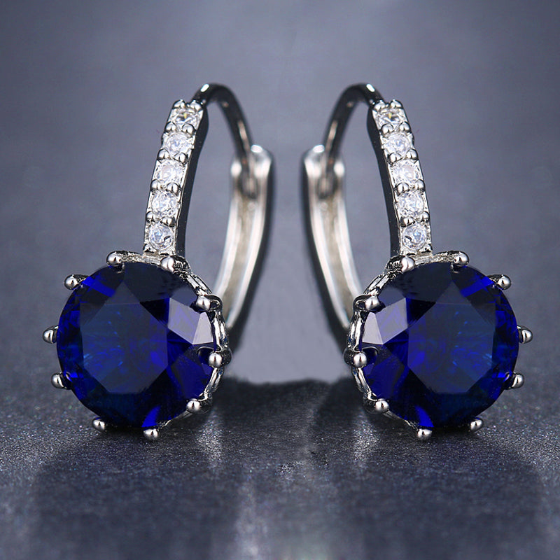 Silver Hoops Crystal Earrings