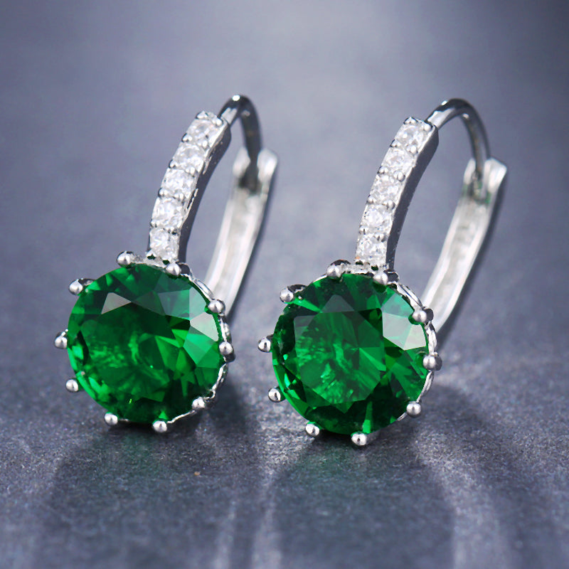 Silver Hoops Crystal Earrings