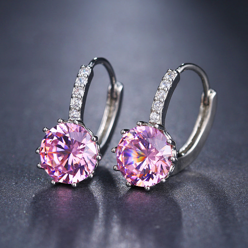 Silver Hoops Crystal Earrings