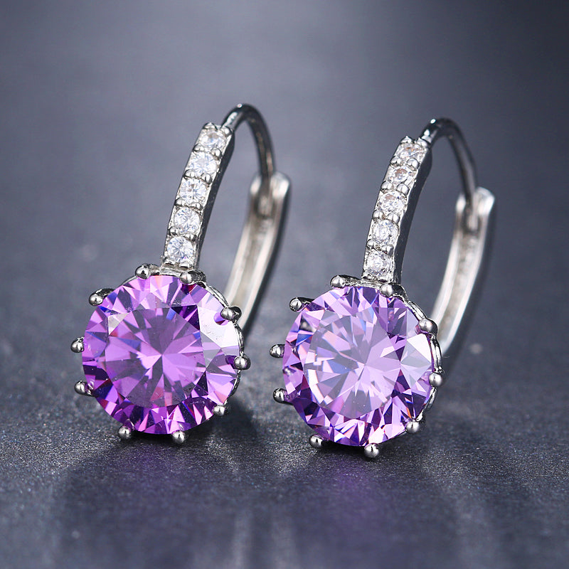Silver Hoops Crystal Earrings