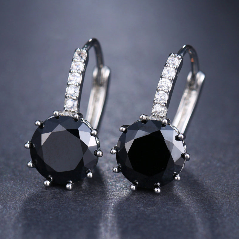 Silver Hoops Crystal Earrings