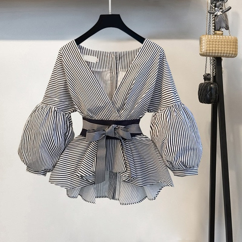 Lantern Sleeve Blouse Shirt Women 2022