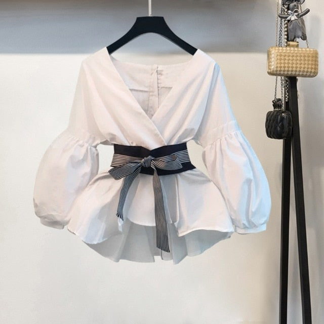 Lantern Sleeve Blouse Shirt Women 2022