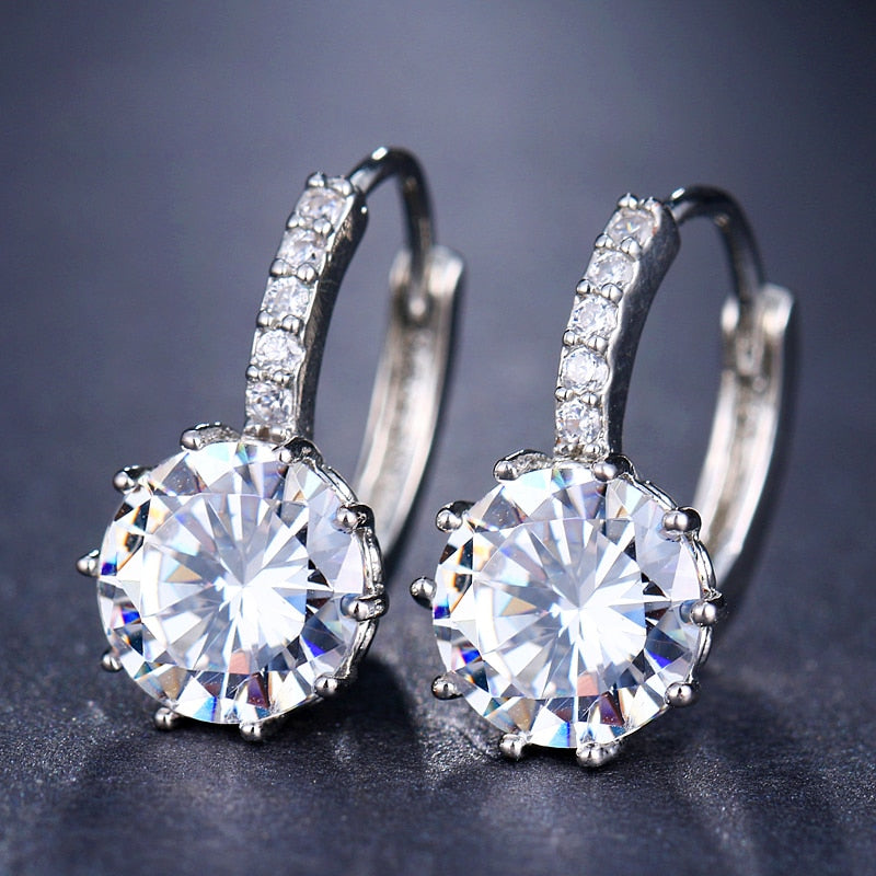 Silver Hoops Crystal Earrings