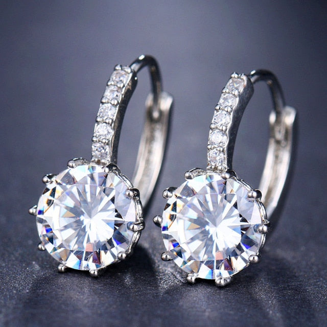Silver Hoops Crystal Earrings