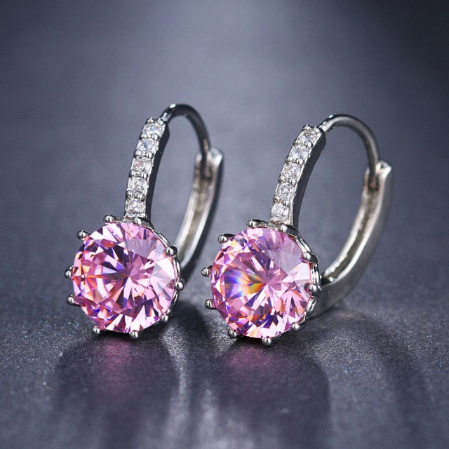Silver Hoops Crystal Earrings