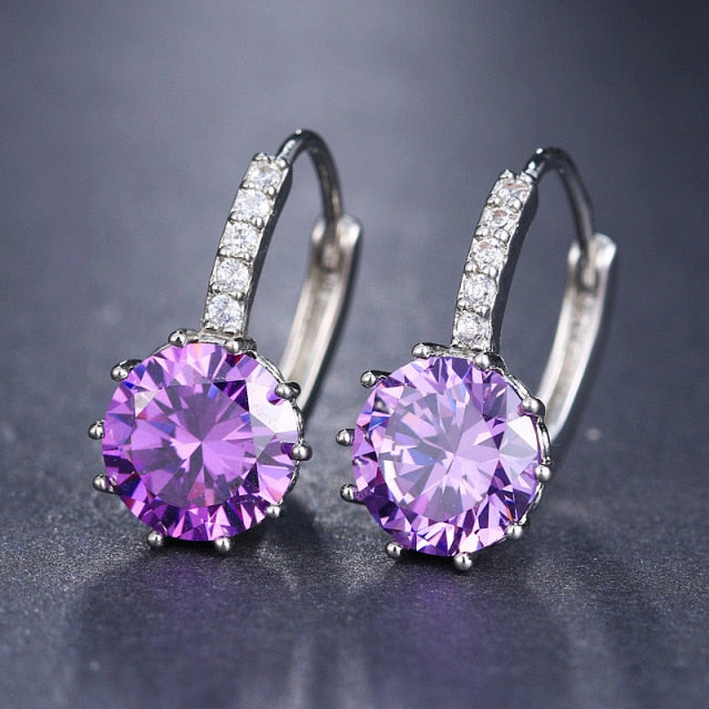 Silver Hoops Crystal Earrings