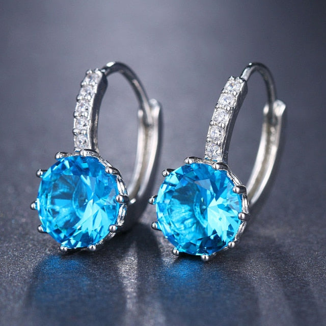 Silver Hoops Crystal Earrings
