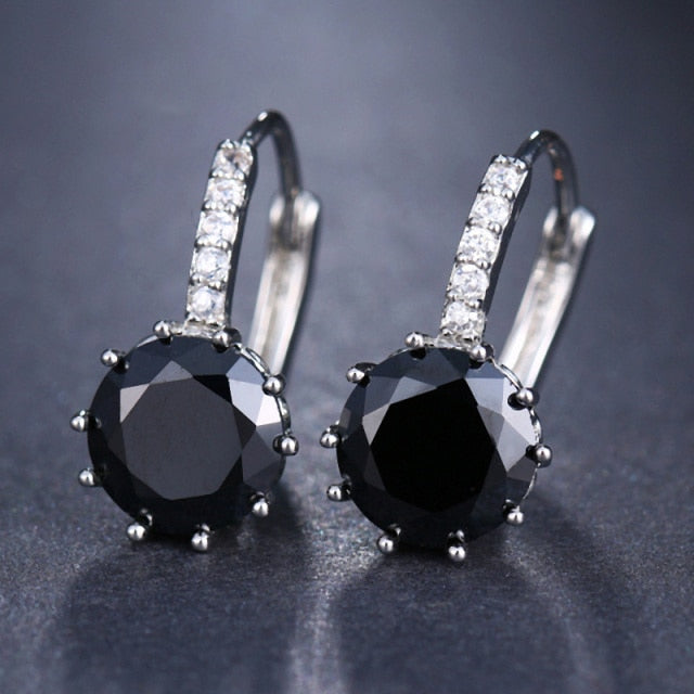 Silver Hoops Crystal Earrings