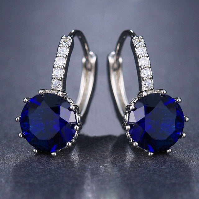Silver Hoops Crystal Earrings