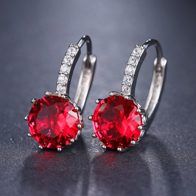 Silver Hoops Crystal Earrings