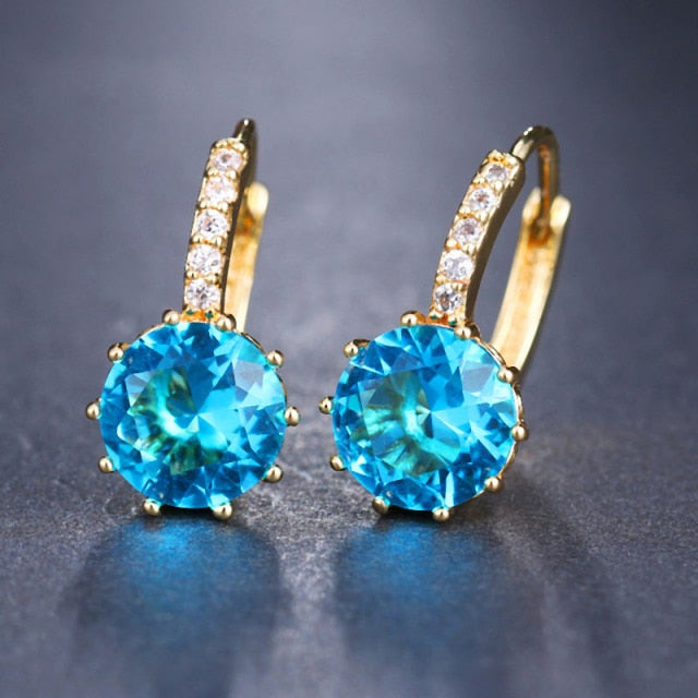 Silver Hoops Crystal Earrings