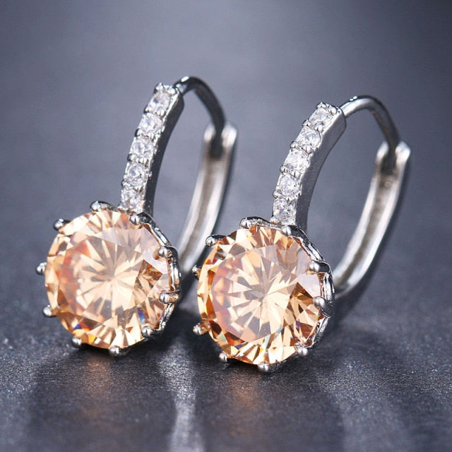 Silver Hoops Crystal Earrings